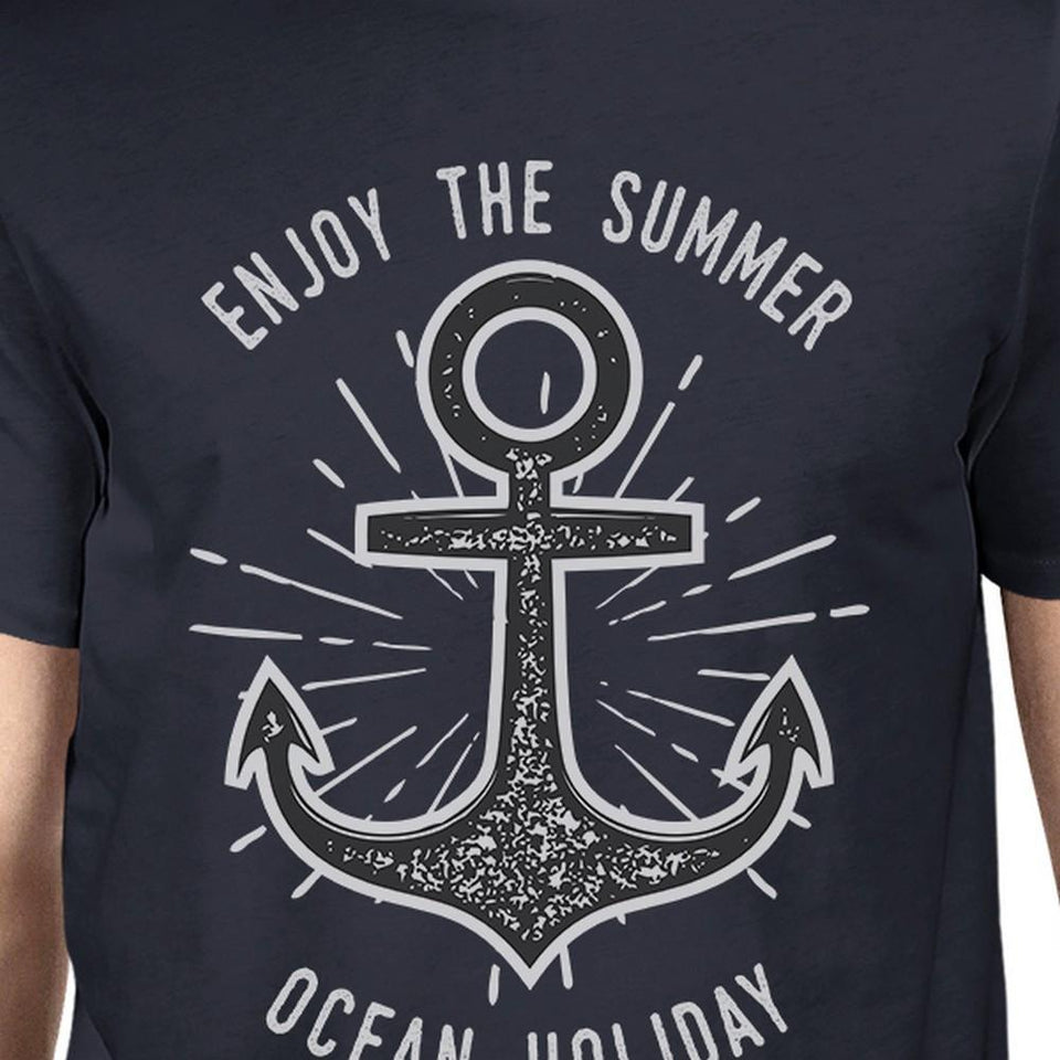 Enjoy the Summer Ocean Holiday Mens Navy Shirt