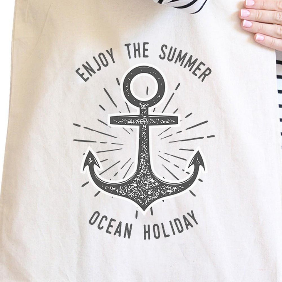 Enjoy the Summer Ocean Holiday Natural Canvas Bags