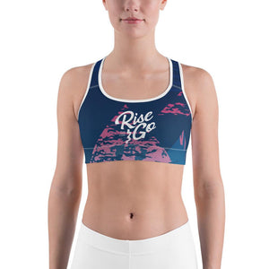 Women's Moisture Wicking Madeleine Rise & Go Sports Bra (White & Black Piping)