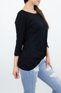 Twisted Front Comfortable Top - Black