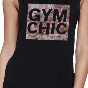 Gym Chic Black Muscle Tank Top Cute Work Out Sleeveless Muscle Tee