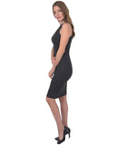 Eden Asymmetric Neckline Mini Dress - Black
