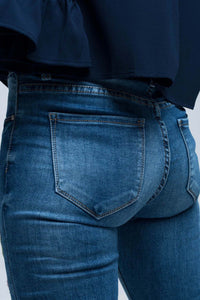Blue skinny jean with embroideries