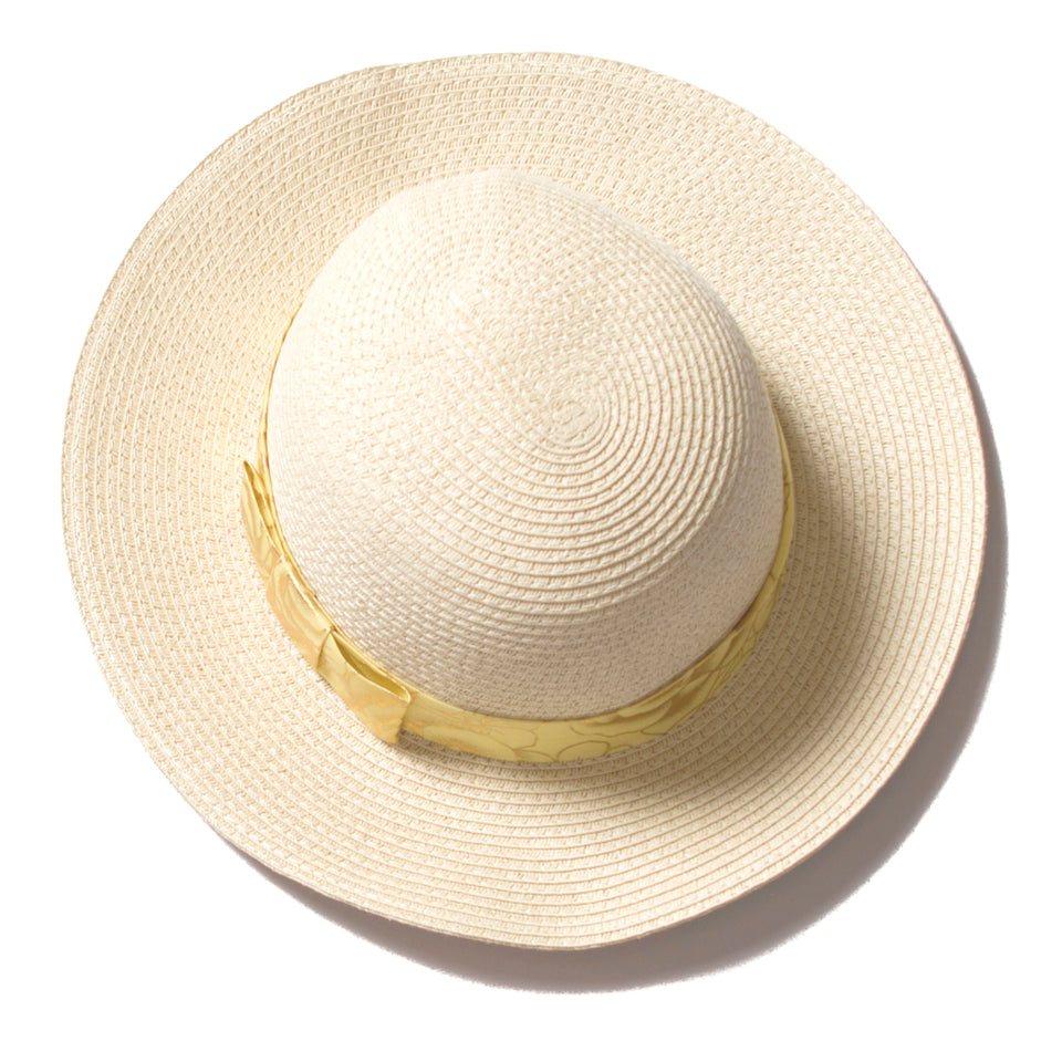 Beach Glam Natural Straw Hat With Gold Ribbon